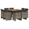 vidaXL 9 Piece Garden Dining Set with Cushions Grey Poly Rattan