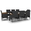 vidaXL 9 Piece Garden Dining Set Poly Rattan Black