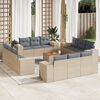 vidaXL 13 Piece Garden Sofa Set with Cushions Beige Poly Rattan