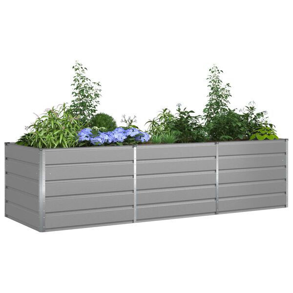 vidaXL Planter Light Grey 290 x 100 x 75 cm Galvanised Steel