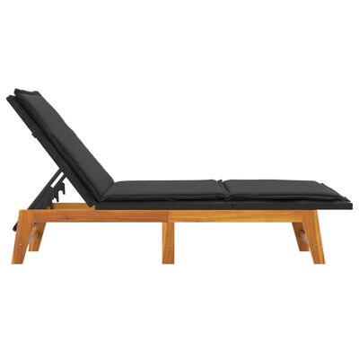 vidaXL Sun Lounger with Cushion Poly Rattan&Solid Wood Acacia
