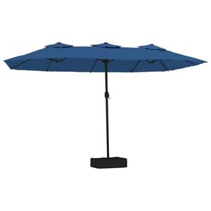 vidaXL Double-Head Garden Parasol with LEDs Azure Blue 449x265 cm