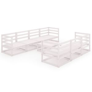 vidaXL 8 Piece Garden Lounge Set White Solid Pinewood