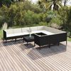 vidaXL 11 Piece Garden Lounge Set with Cushions Poly Rattan Black