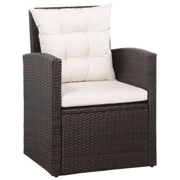 vidaXL 5 Piece Garden Lounge Set with Cushions Poly Rattan Brown