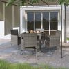 vidaXL 5 Piece Garden Dining Set Poly Rattan and Tempered Glass Grey