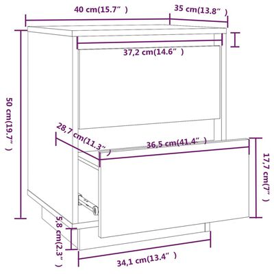 vidaXL Bedside Cabinets 2 pcs White 40x35x50 cm Solid Wood Pine