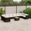 vidaXL 11 Piece Garden Sofa Set with Cushions Black Poly Rattan