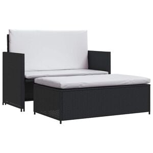 vidaXL 2 Piece Garden Lounge Set with Cushions Poly Rattan Black