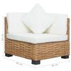 vidaXL Corner Sofa with Cushions Natural Rattan