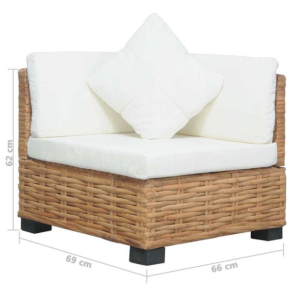 vidaXL Corner Sofa with Cushions Natural Rattan