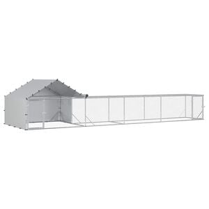 vidaXL Chicken Coop with Roof and Yard 2 pcs Silver 7 x 2 x 1.5 m