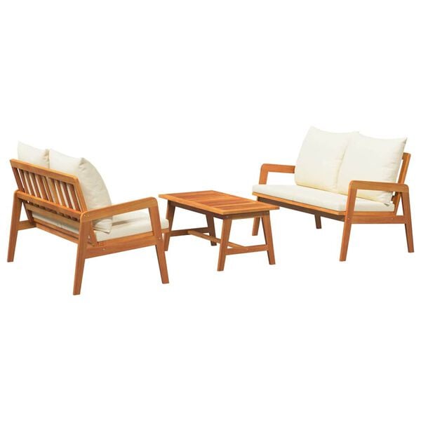vidaXL Bistro Set with Cushion 3 pcs Brown Solid Acacia Wood
