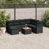 vidaXL 8 Piece Garden Sofa Set with Cushions Black Poly Rattan