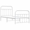 vidaXL Metal Bed Frame without Mattress with Footboard White 90x190cm