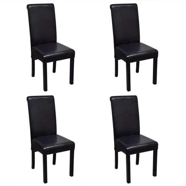 vidaXL Dining Chairs 4 pcs Black Faux Leather