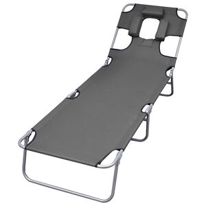 vidaXL Sunlounger | Grey | 600D Oxford fabric | Standard | Adjustable Armrests