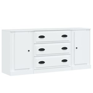 vidaXL Sideboards 3 pcs High Gloss White Engineered Wood