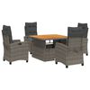 vidaXL 5 Piece Garden Dining Set with Cushions Grey Poly Rattan