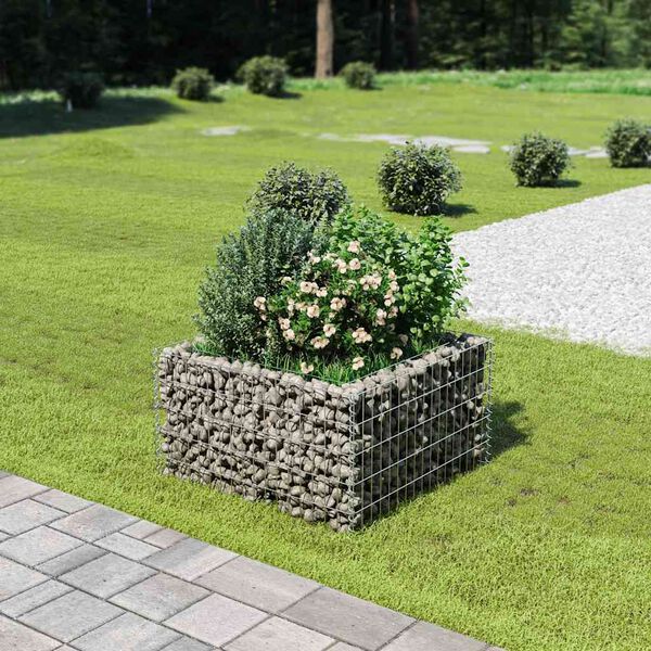 vidaXL Gabion Raised Bed Galvanised Steel 90x90x50 cm