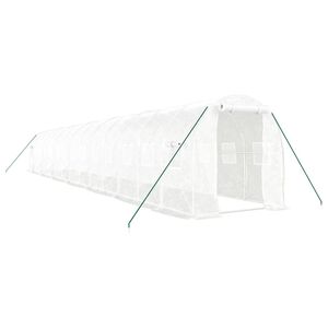vidaXL Greenhouse with Steel Frame White 28 m&sup2; 14x2x2 m