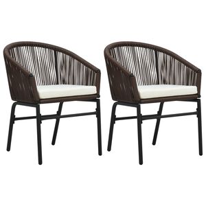 vidaXL Garden Chairs 2 pcs Brown PE Rattan