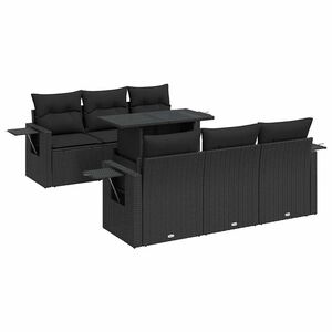 vidaXL 7 Piece Garden Sofa Set with Cushions Black Poly Rattan