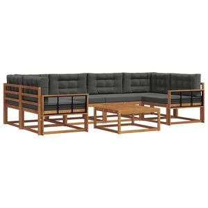 vidaXL Outdoor Sofa Set with Cushion 7 pcs Natural and Anthracite