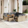 vidaXL 9 Piece Garden Sofa Set with Cushions Beige Poly Rattan