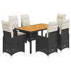 vidaXL 7 Piece Garden Bistro Set with Cushions Black Poly Rattan
