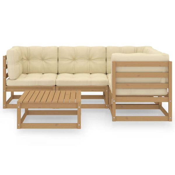 vidaXL 5 Piece Garden Lounge Set with Cushions Solid Pinewood