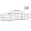 vidaXL Arched Gabion Baskets 8 pcs 200x30x40/60 cm Galvanised Iron