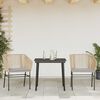 vidaXL 3 Piece Garden Dining Set with Cushions Brown Poly Rattan Glass
