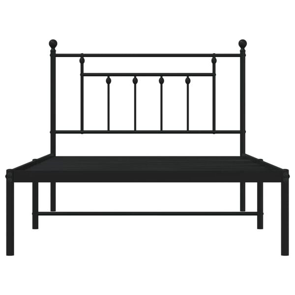 vidaXL Metal Bed Frame without Mattress with Headboard Black 107x203cm