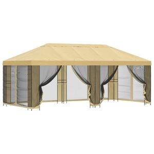 vidaXL Garden Gazebo with Sidewalls 6 x 3 m Cream Polyester and Steel