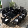 vidaXL 9 Piece Outdoor Dining Set with Cushions Poly Rattan Black