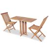 vidaXL 3 Piece Folding Balcony Set Solid Teak Wood