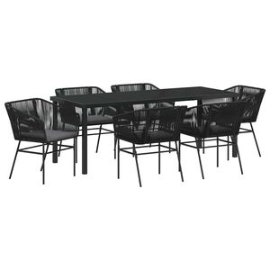 vidaXL Garden Dining Set 7 pcs Black Powder-Coated Steel