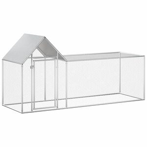 vidaXL Chicken Coop 3x1x1.5 m Galvanised Steel