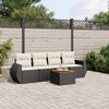 vidaXL 5 Piece Garden Sofa Set with Cushions Black Poly Rattan
