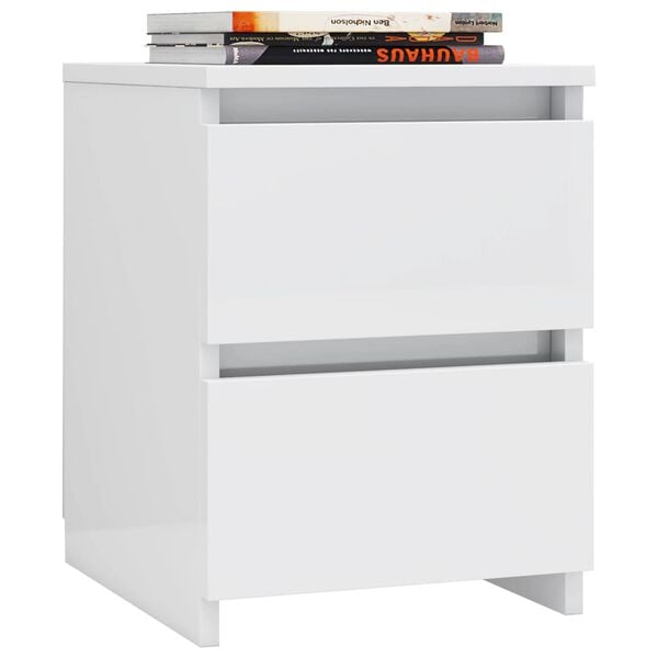 vidaXL Bedside Cabinets 2 pcs High Gloss White 30x30x40 cm Engineered Wood