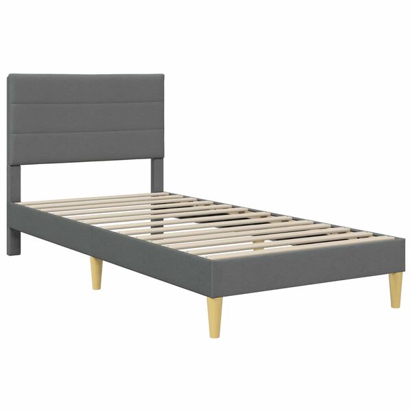 vidaXL Bed Frame with Mattress Dark Grey 90 x 190 cm Fabric