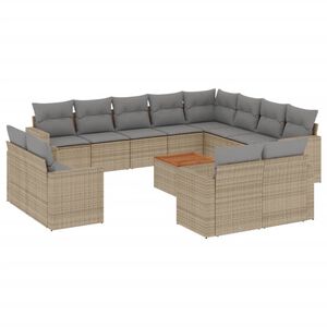 vidaXL 13 Piece Garden Sofa Set with Cushions Mix Beige Poly Rattan