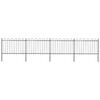 vidaXL Garden Fence with Hoop Top Steel 671x120 cm Black