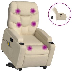 vidaXL Electric Stand up Massage Recliner Chair Cream Fabric