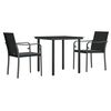 vidaXL 3 Piece Garden Dining Set with Cushions Poly Rattan and Steel