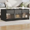 vidaXL Coffee Table with Glass Doors Black 102x50x42 cm