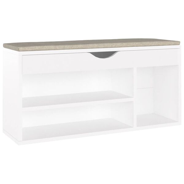 vidaXL Shoe Bench with Cushion White 104x30x49 cm Engineered Wood