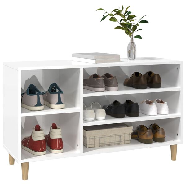 vidaXL Shoe Cabinet High Gloss White 102x36x60 cm Engineered Wood