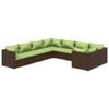vidaXL 8 Piece Garden Lounge Set with Cushions Poly Rattan Brown
